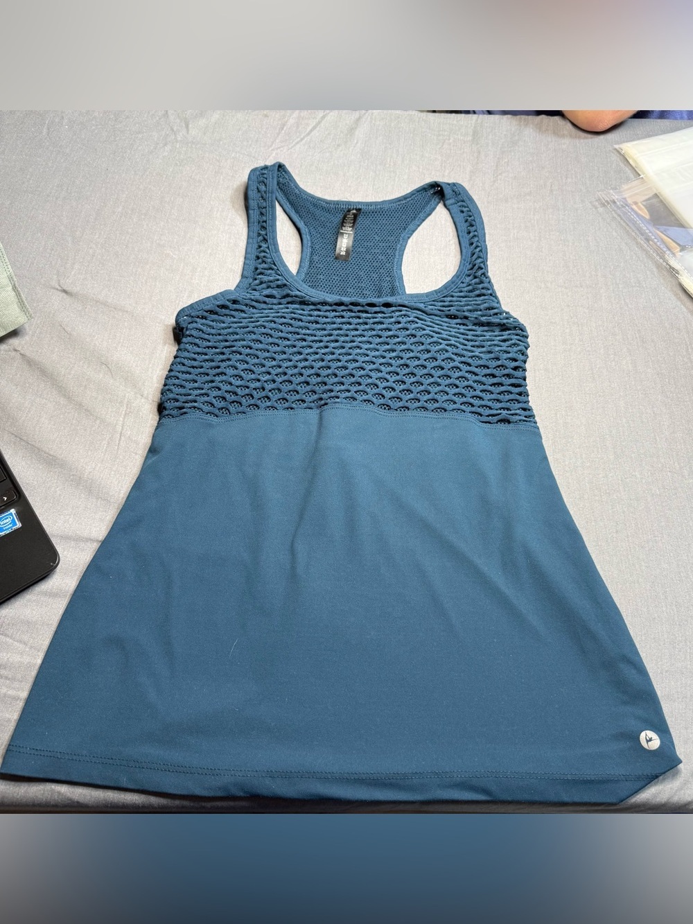 90 Degree By Reflex Teal Racerback Tank with Mesh Yoke